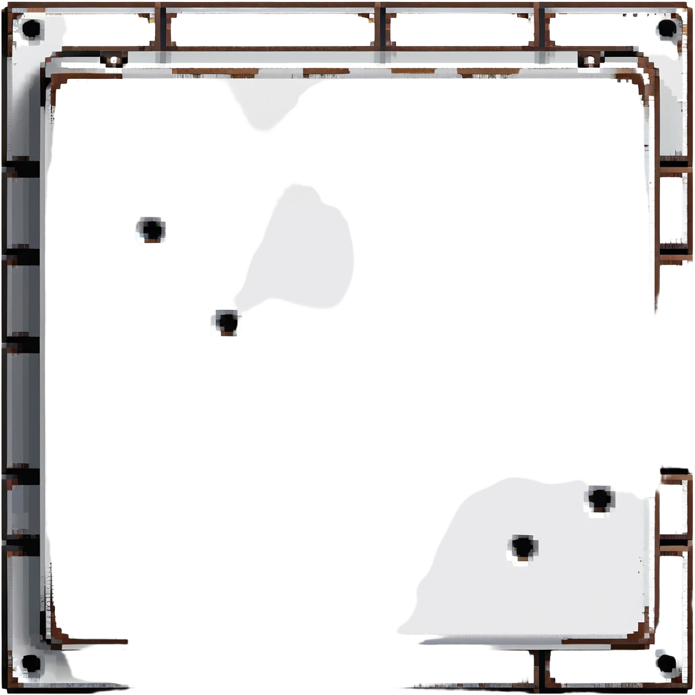 Industrial metal wall block, color #334155 with metallic highlights, metal plate texture with 4 rivets/bolts in corners, slight metallic sheen, solid and indestructible appearance, 32x32 pixels emoji