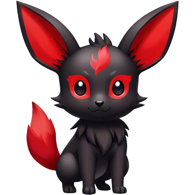 Cute cool black red animal Eeveelution-Fakemon-hybrid full body emoji