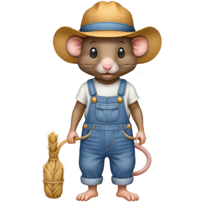farmer rat in denim overalls with a straw hat emoji