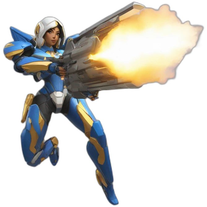 pharah from overwatch, firing all her missiles from her ultimate move emoji