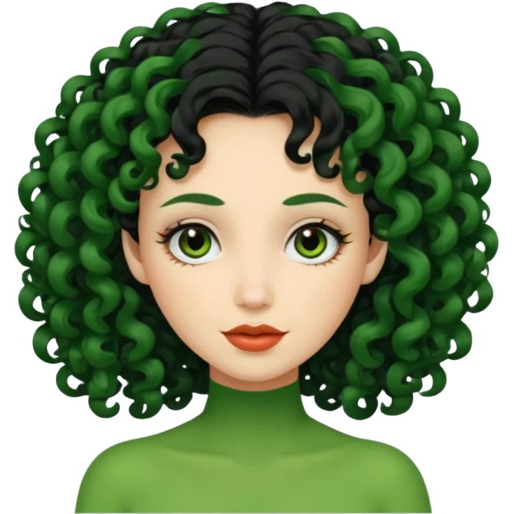 zumbi verde com cabelo cacheado feminina emoji