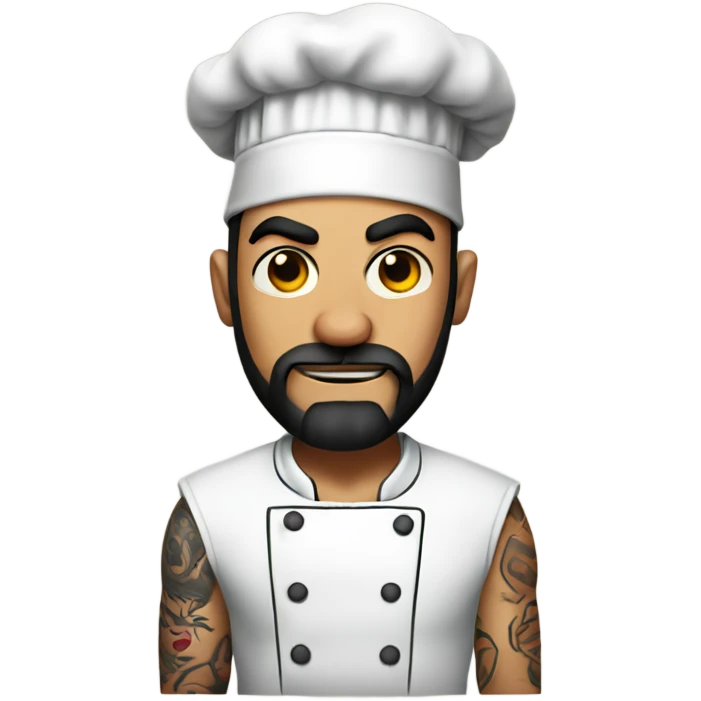 Jared the angry chef with tattoos and beard emoji