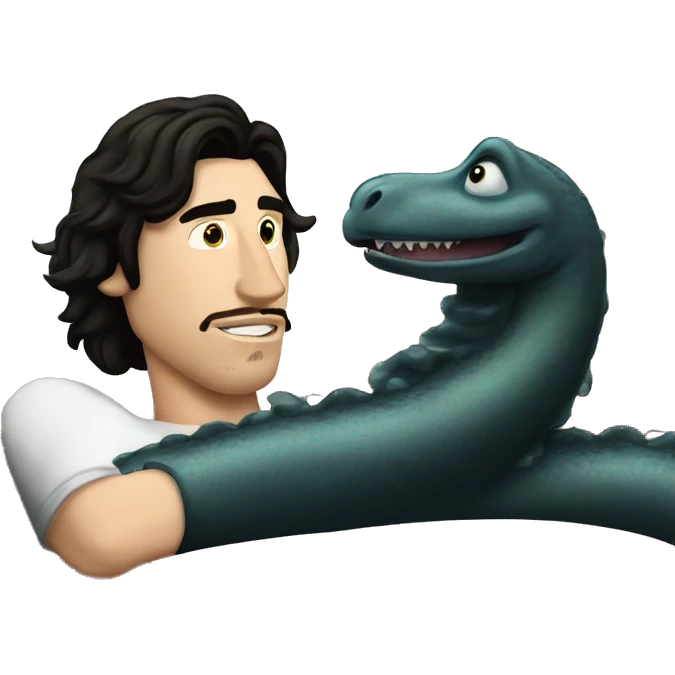 Adam driver in couch with black Loch Ness monster watching a movie  emoji
