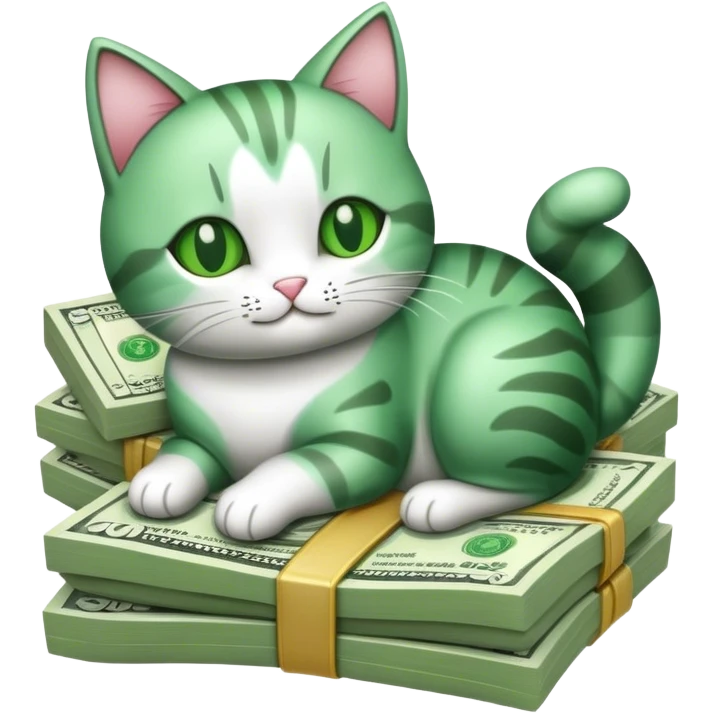 A pack of money with a cat drawn on it  emoji
