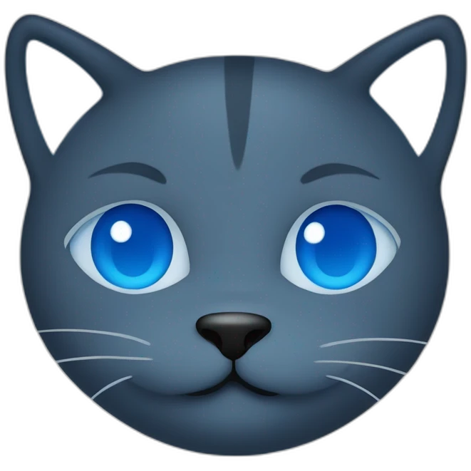 Blue simplistic sketch of a cute cat face emoji