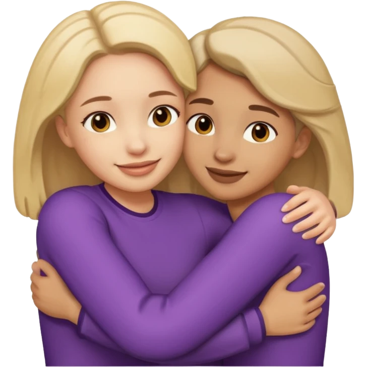 Girl and her partner hugging emoji