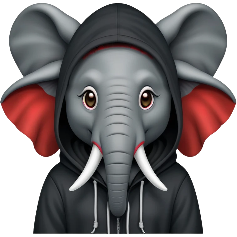 satanic elephant in black hoody emoji