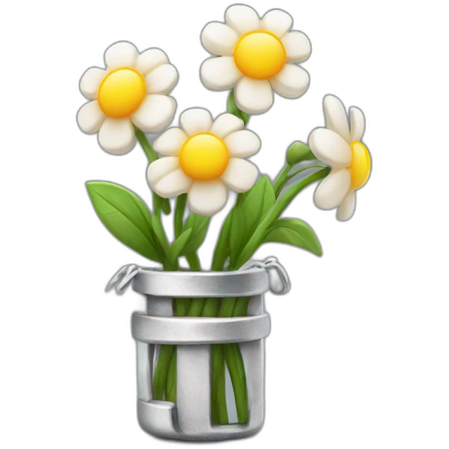 Blooming flowers wrapped around silver metal bar emoji