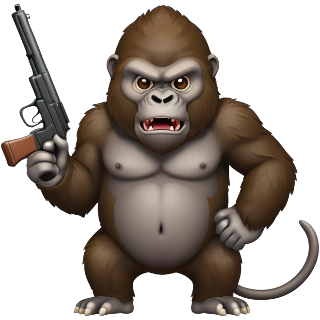 Crazy angry gorilla with gun emoji