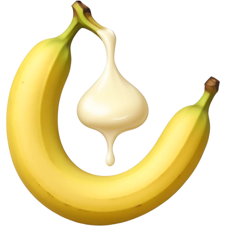 Banane éplucher avec une goute de lait blanc au bout une paire de lèvre entrouverte emoji