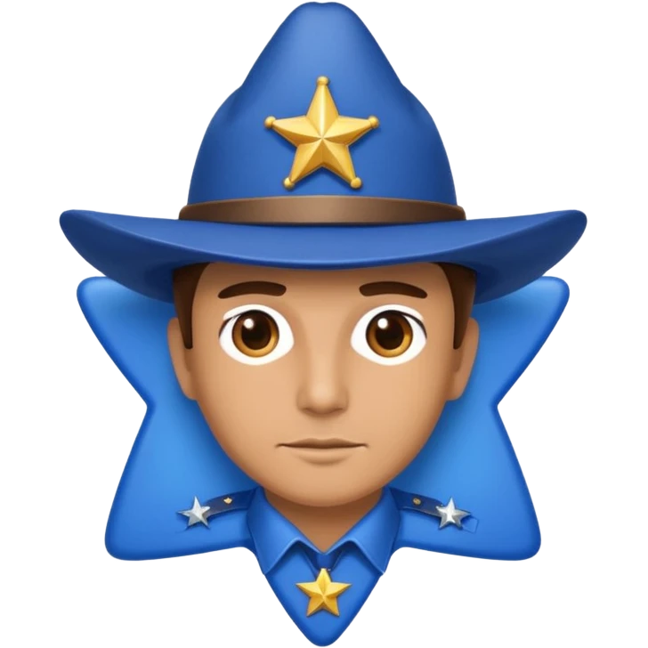 Sheriff with shiny blue star badge and blue hat emoji