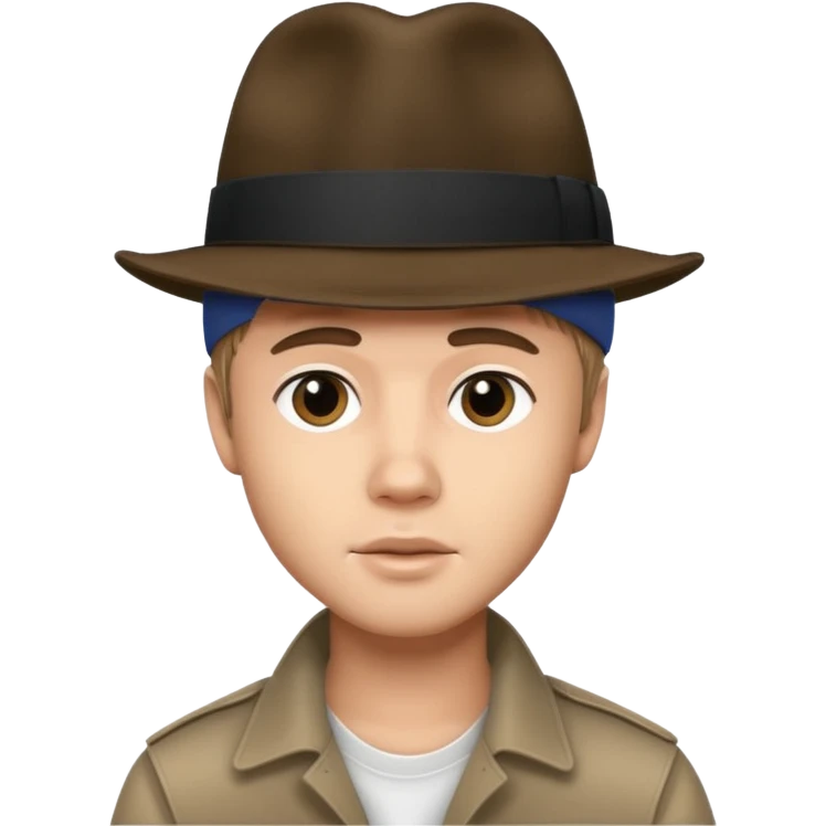 Justin Bieber with a fedora emoji