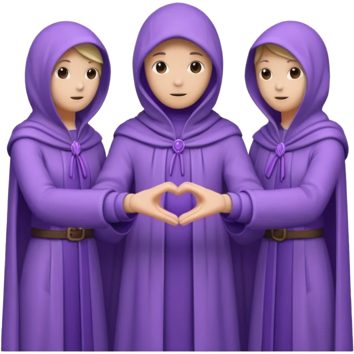 purple group without eyes and nose   holding handsin circle emoji