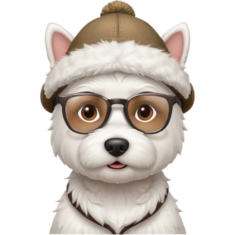 Westie Dog with Glasses and hat emoji