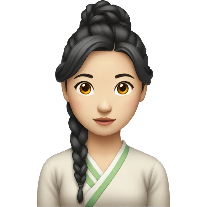 Chinese girl with tied hair emoji