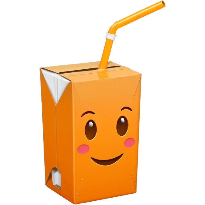 orange juice box with a straw, simple and iconic, bright colors, minimal details emoji