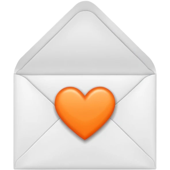 white envelop with small orange heart inside emoji