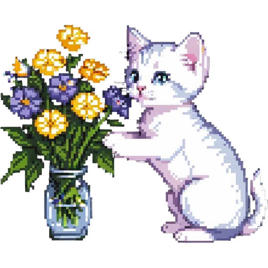 Kitten smells flowers emoji