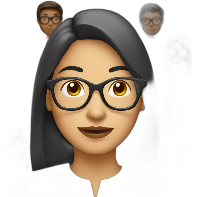 woman with glasses with figures in background emoji