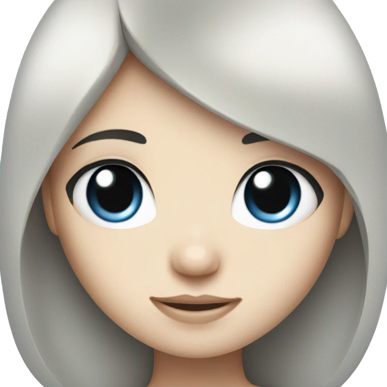 Girl with black hair, white skin, blue eyes emoji