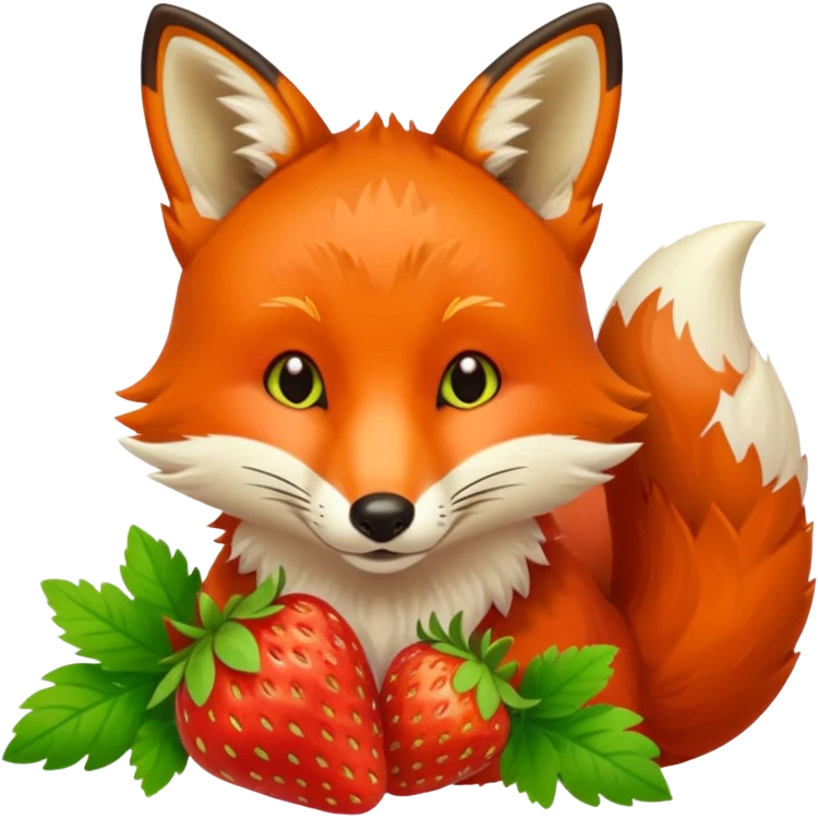 fox eating strawberries emoji