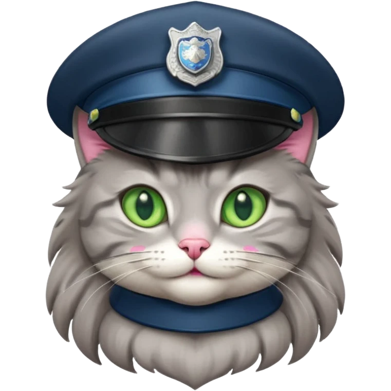 happy grey long hair cat police emoji