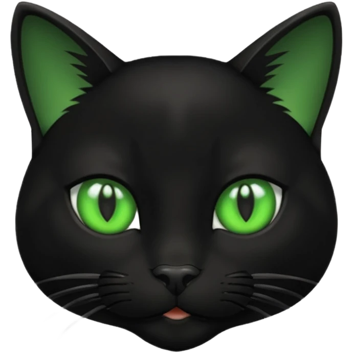 A beautiful cat black with Green eyes emoji