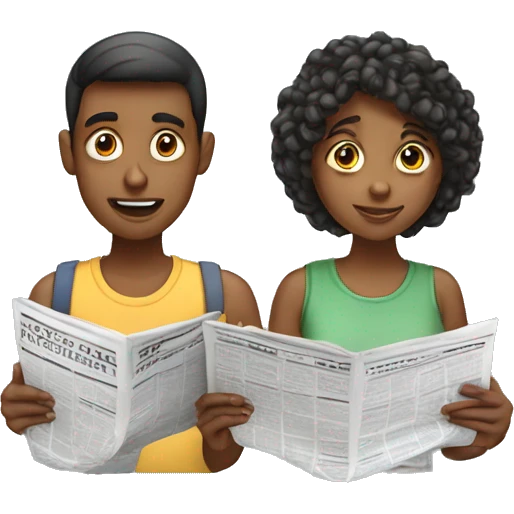 a young man and a young lady reading news emoji