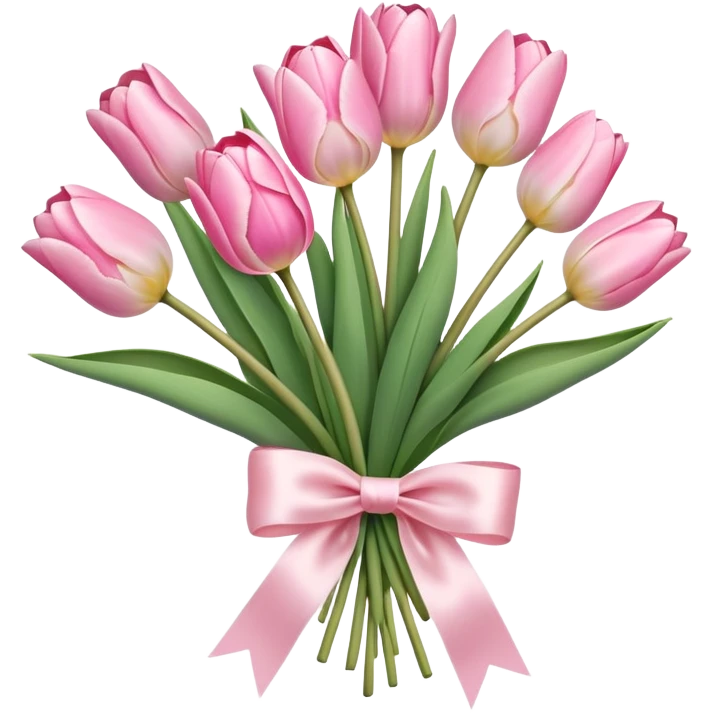 Pastel pink tulip bouquet with bow emoji