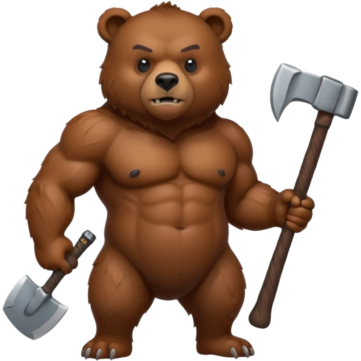 a muscled bear with an axe  emoji