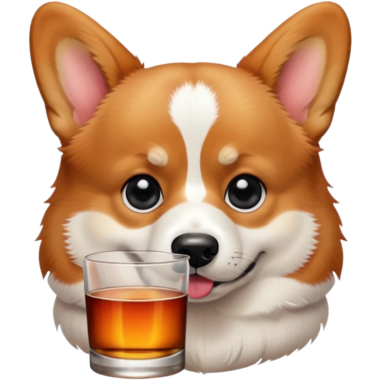Create an emoji about a corgi that drinks whiskey McCalan and is always harsh emoji