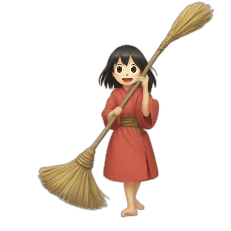 Kiki from studio ghibli on broom emoji
