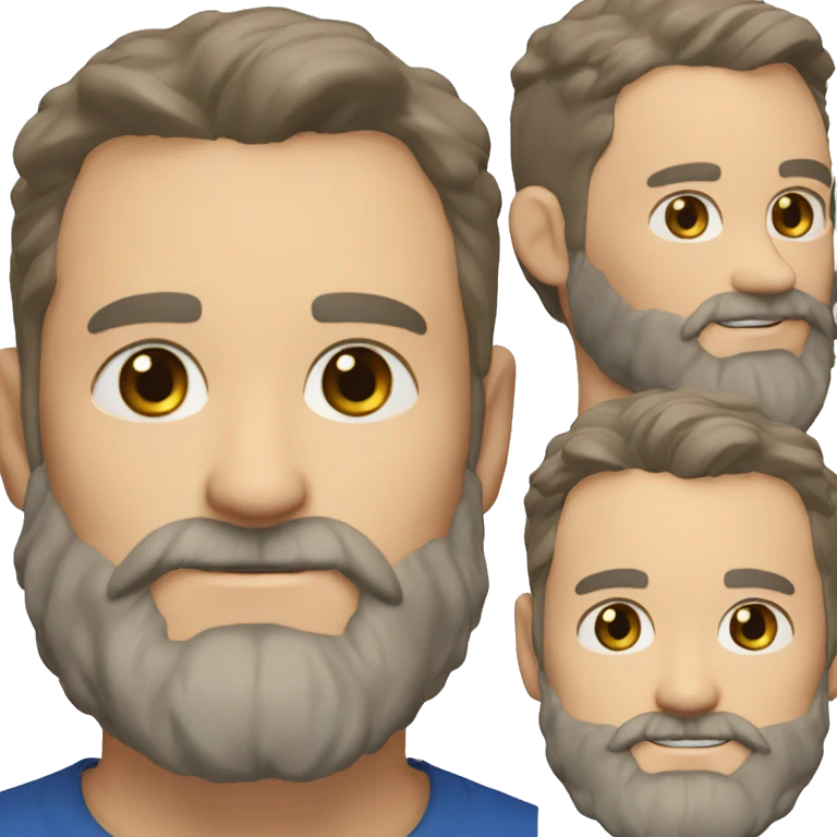 46-year-old male long beard and little gray and beard. Blue eyes light brown hair rugged good looks emoji