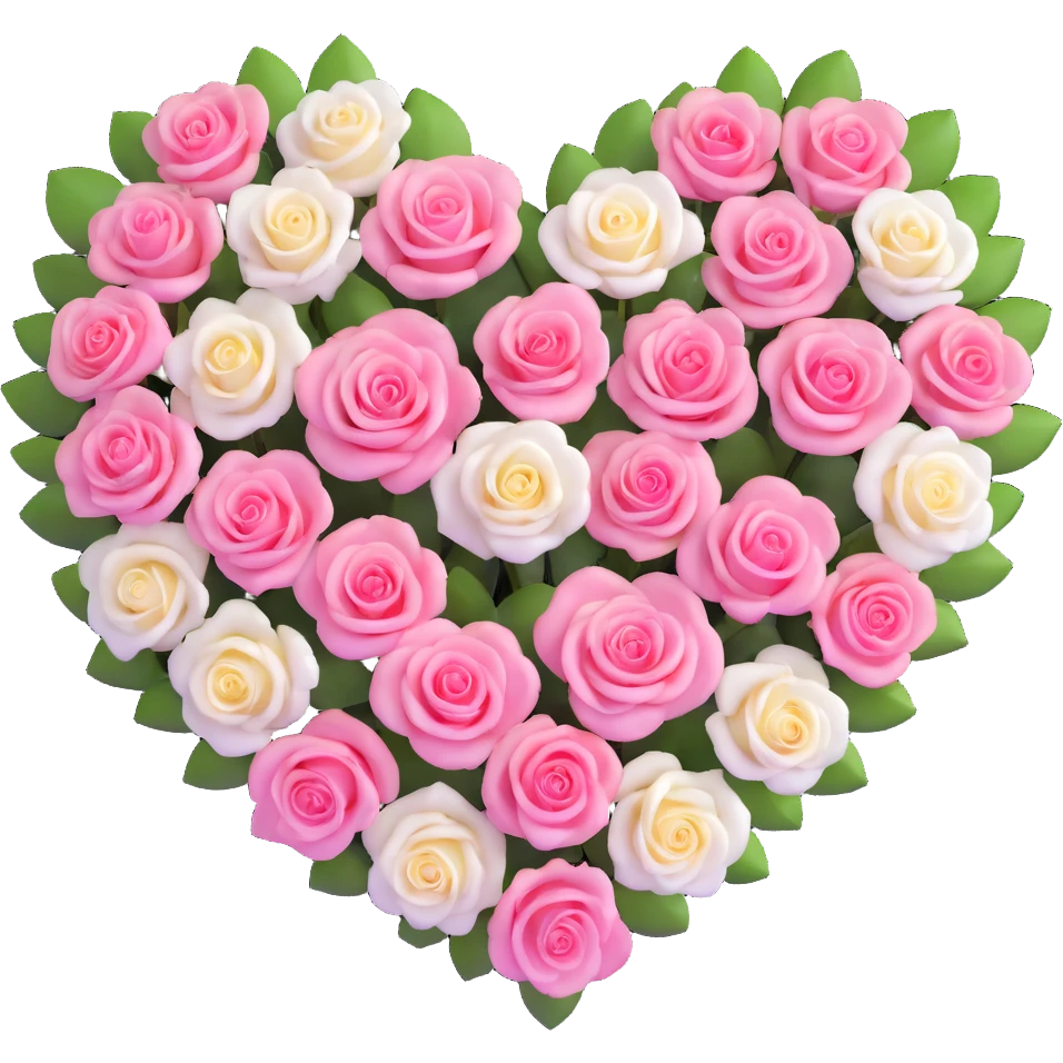 heart-shaped arrangement of pink and white roses emoji
