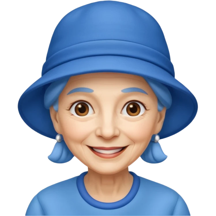elderly woman with blue hat emoji