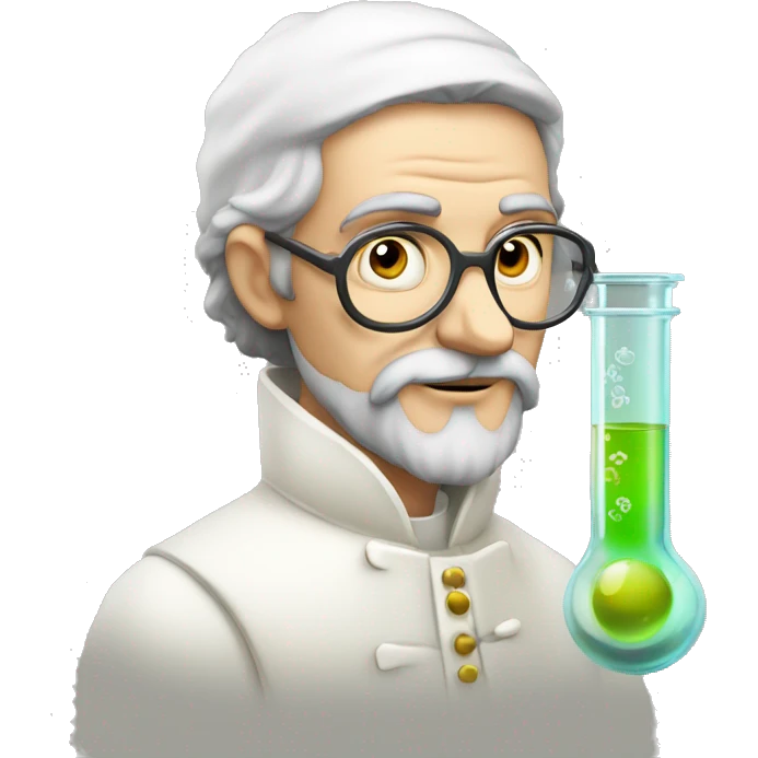 16th century scientist looking at test tube emoji