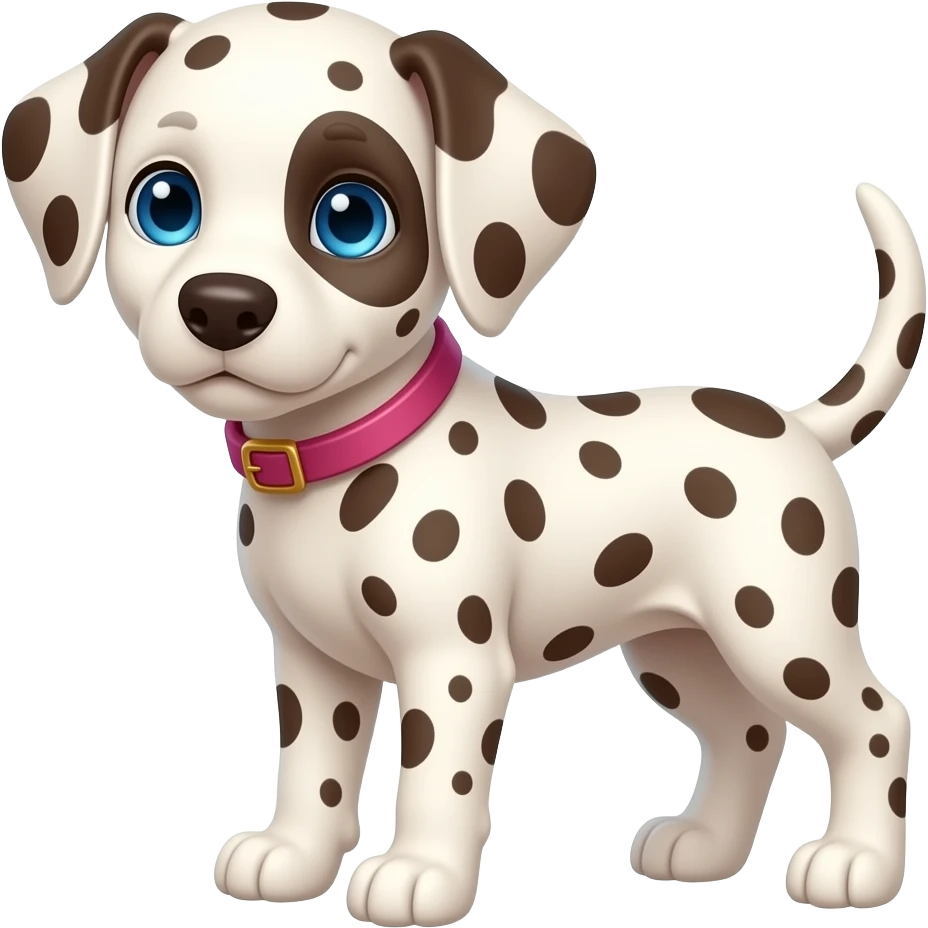 Puppy Dalmatian with brown spots blue eyes with pink collar emoji