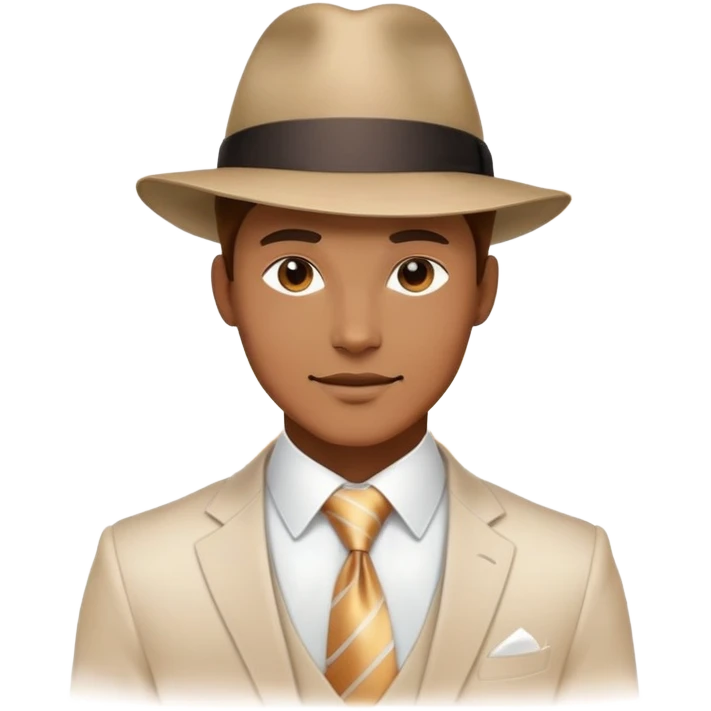 Glowing masculine energy with integrated fashion accessories like hat and tie, ethereal style inspiration, flowing aura emoji