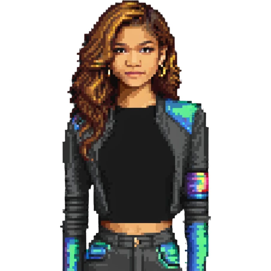 portrait of Zendaya in pixel art style emoji