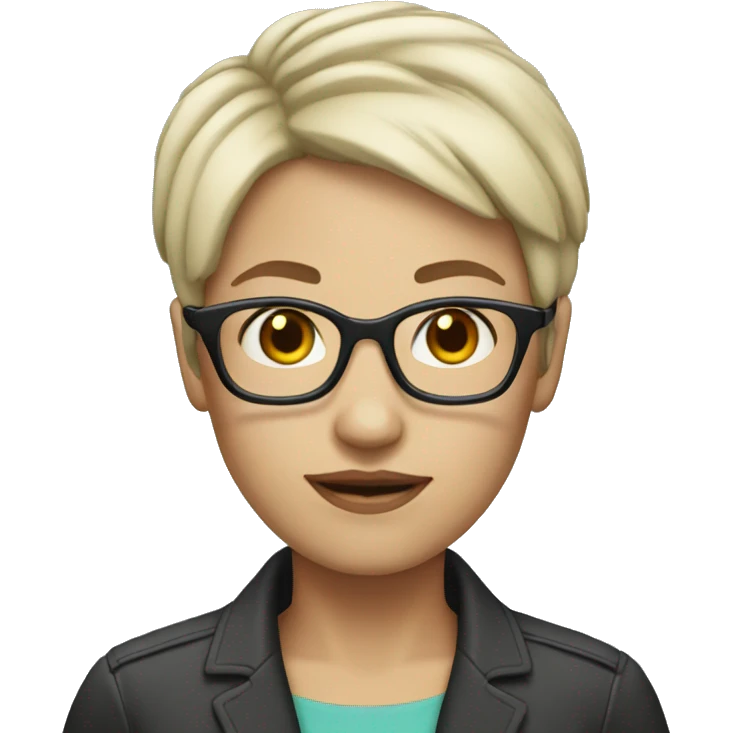 white woman short hair glasses emoji