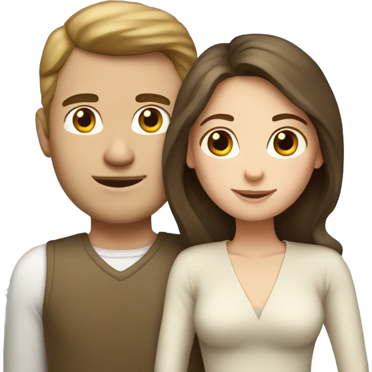 Pale brunette girl with tan husband  emoji