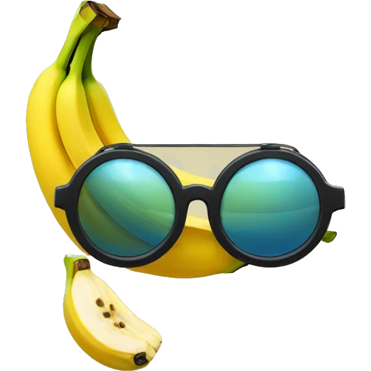 emoji de una banana con unos lentes de sol que digan "todocambur" emoji