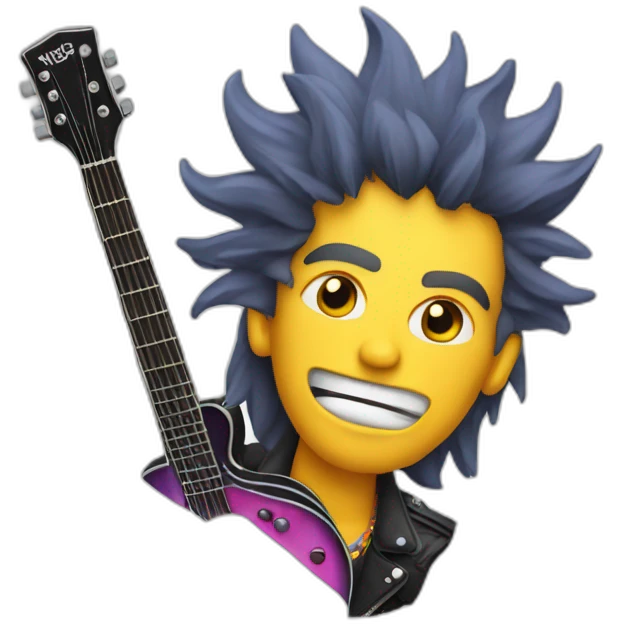 rocker with guitar and punky colorful crest hair  emoji