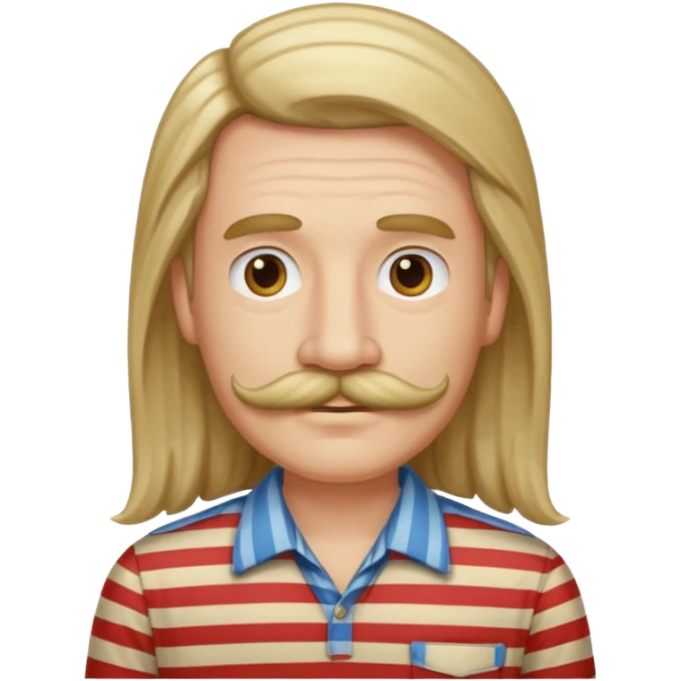 striped shirt with long hair and moustache emoji