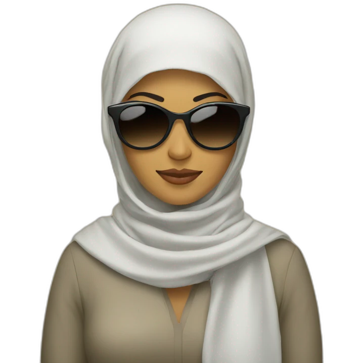 A women Who is wearing sunglasses and an islamic scarf emoji