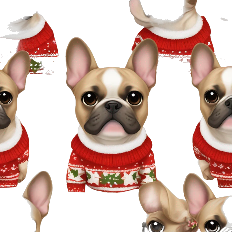 french bulldog in christmas sweater tan girl emoji