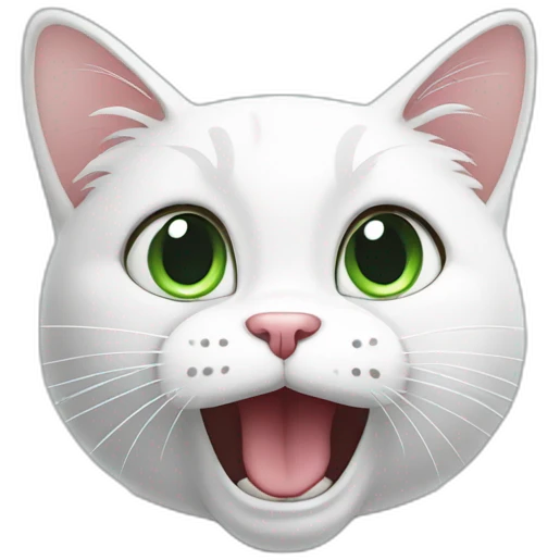 flat shaded white cat cartoon shocked emoji
