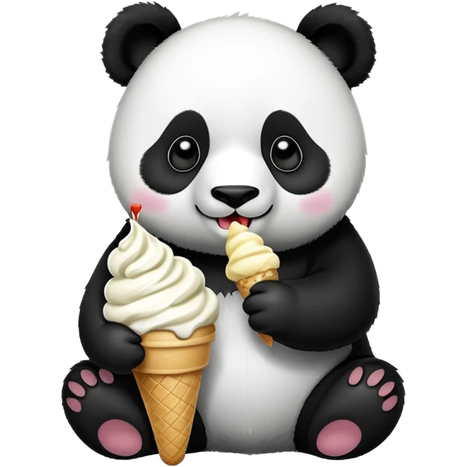Panda eating ice cream emoji