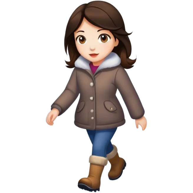 brunette walking in the snow emoji