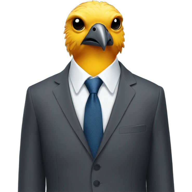 Bird head on a man’s body wearing a suit emoji
